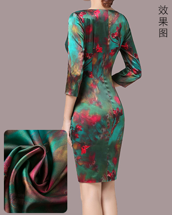 杭州丝绸数码印花面料真丝素绉缎可来料加工